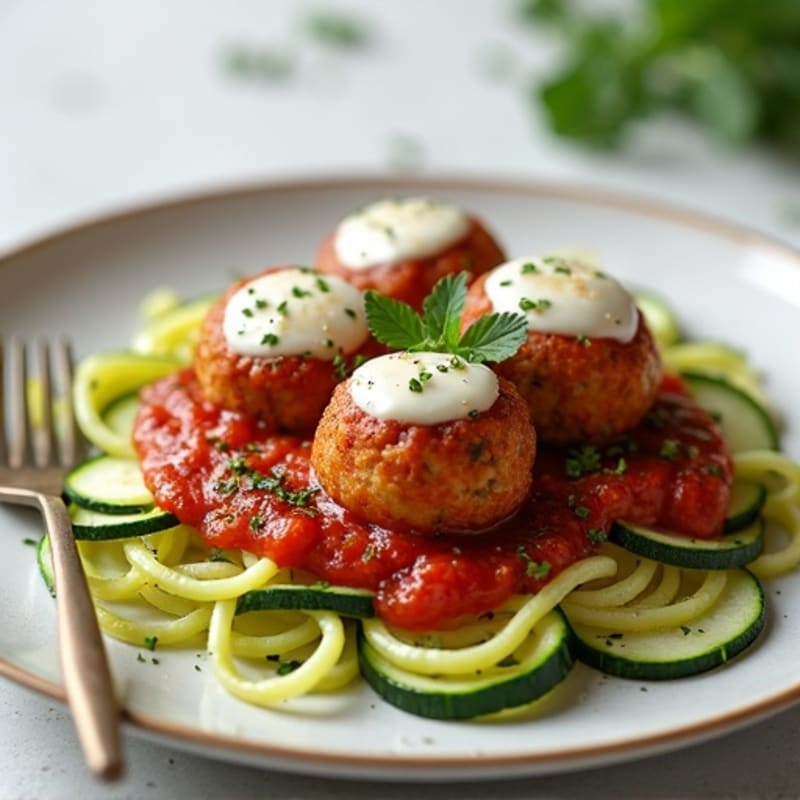 Herb-Seasoned Turkey Meatballs with Zucchini Noodles