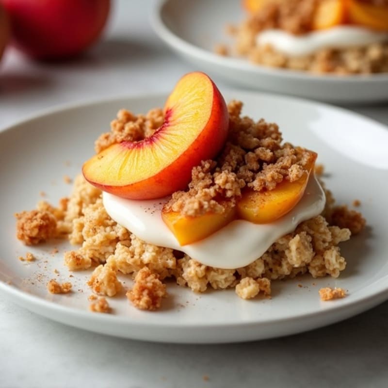 Fresh Peach Oatmeal Crumble with Almond Streusel