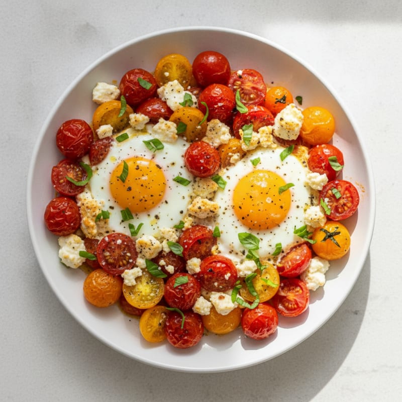 Baked Eggs with Roasted Tomatoes and Feta
