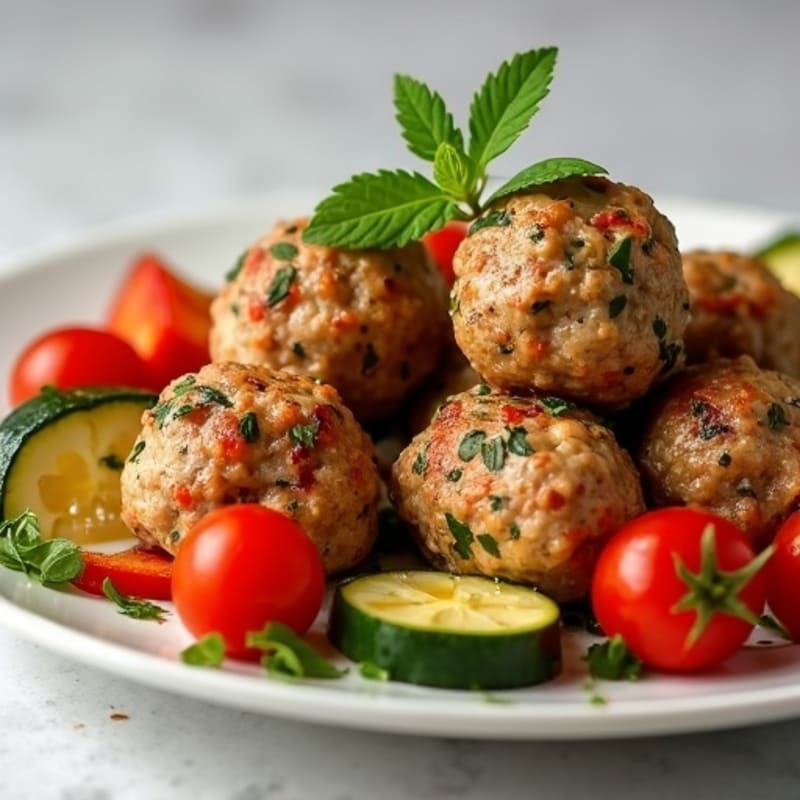 Herb-Seasoned Turkey Meatballs with Roasted Vegetables
