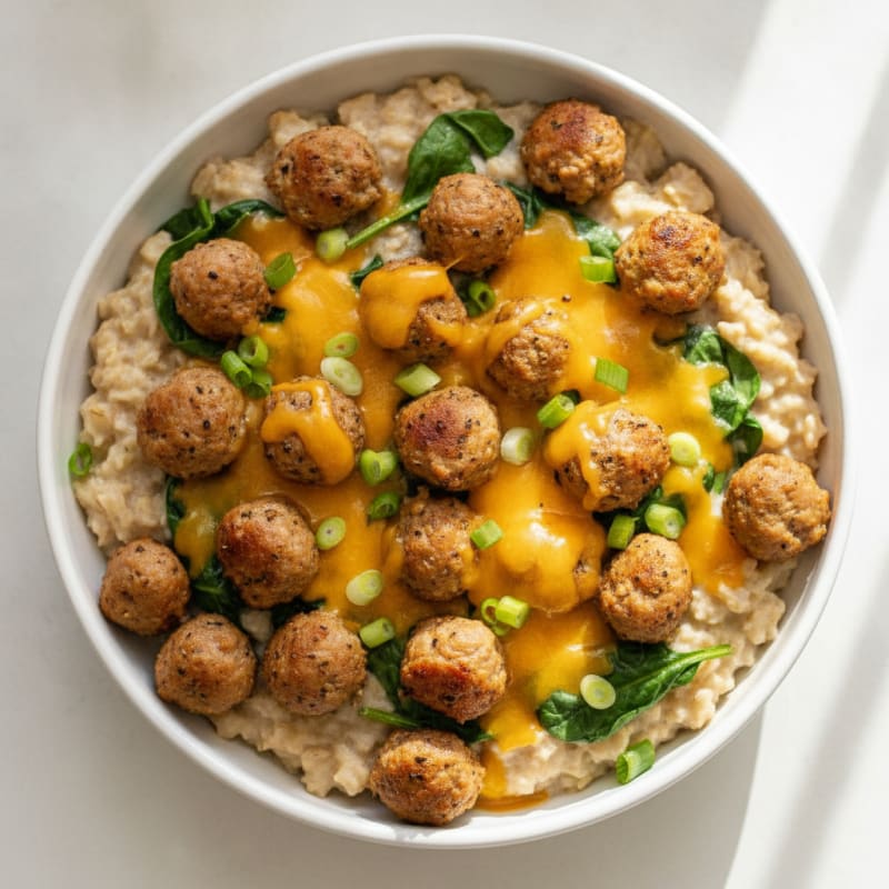 Sausage and Cheddar Savory Oatmeal