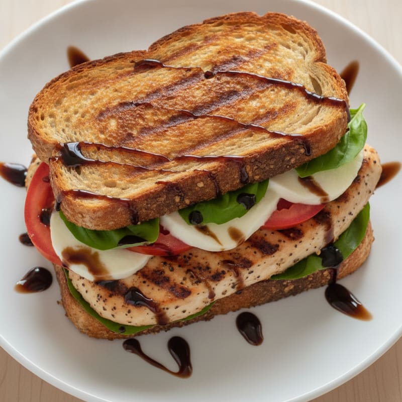 Grilled Caprese Chicken Sandwich with Balsamic Glaze