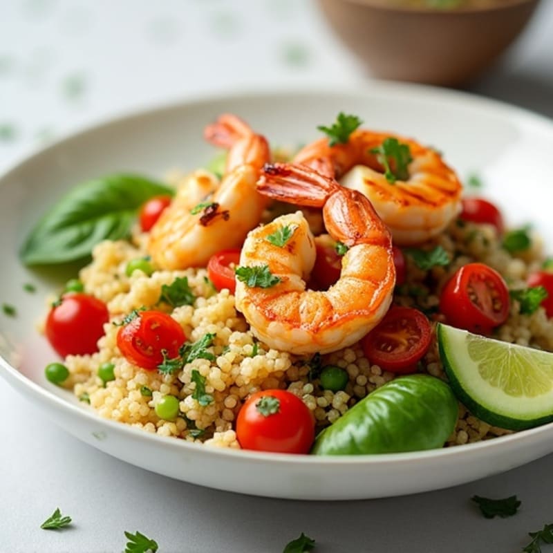 Grilled Shrimp and Quinoa Salad with Fresh Vegetables