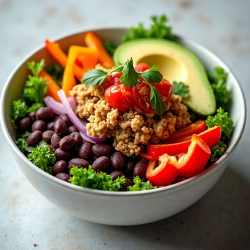 Crispy Ground Turkey Taco Bowl with Fresh Pico and Creamy Avocado