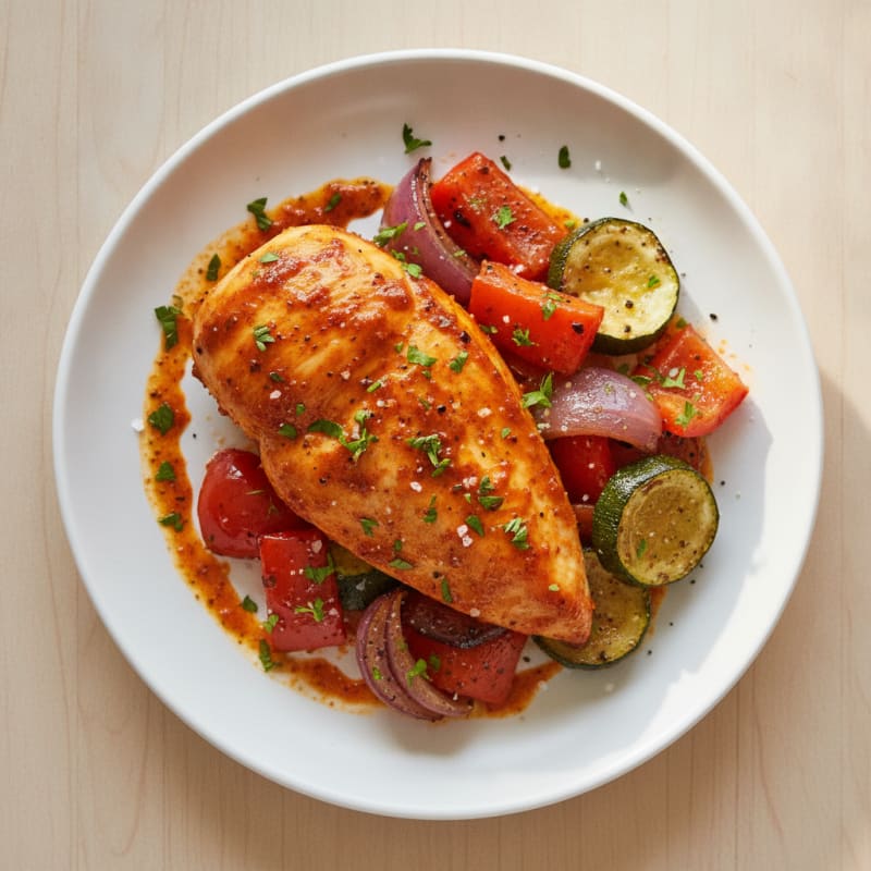 Spicy Harissa Chicken with Roasted Vegetables