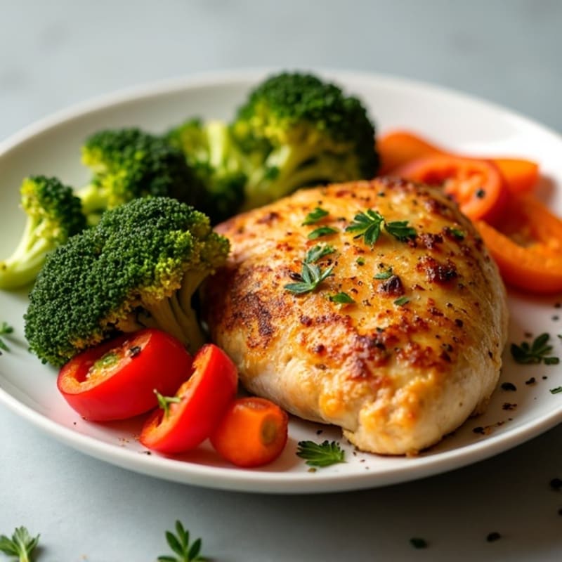 Crispy Lemon Herb Baked Chicken with Roasted Vegetables
