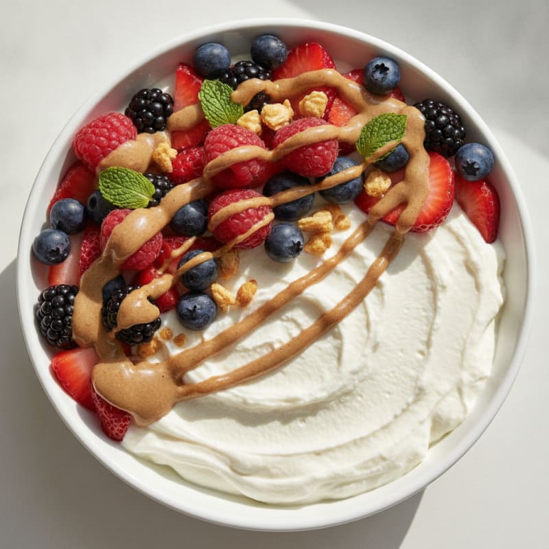 Greek Yogurt Protein Bowl with Mixed Berries and Almond Butter