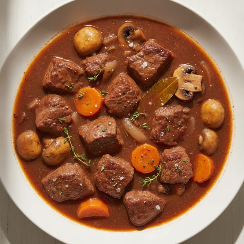 Hearty Beef Bourguignon with Mushrooms