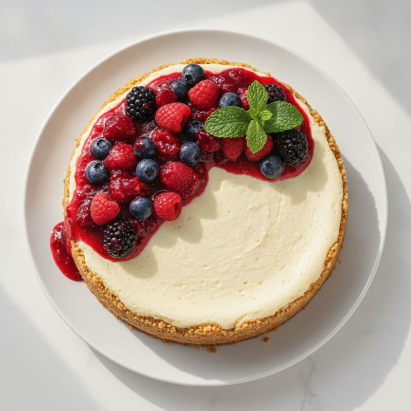 Creamy Greek Yogurt Protein Cheesecake with Mixed Berries