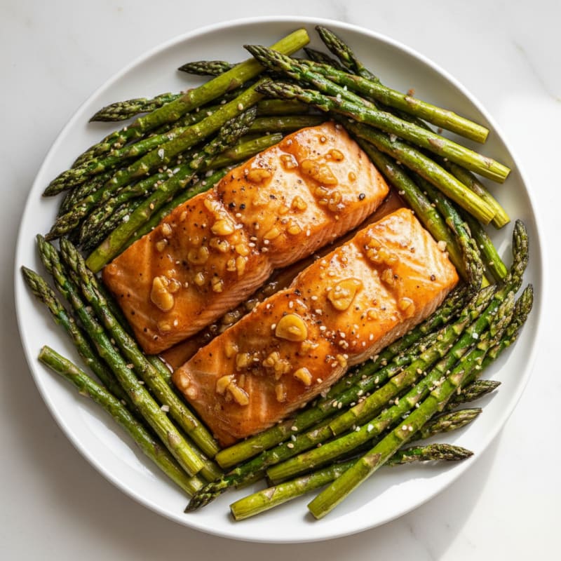 Golden Teriyaki Glazed Salmon with Roasted Asparagus