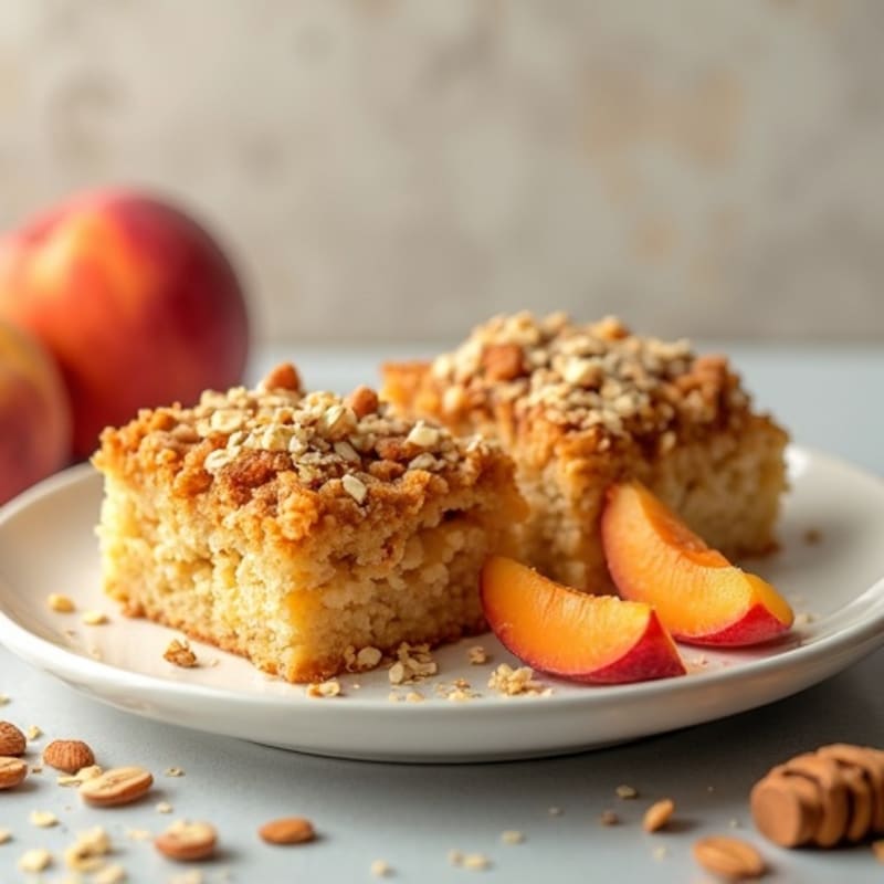 Warm Peach and Protein Oat Bake with Crispy Topping