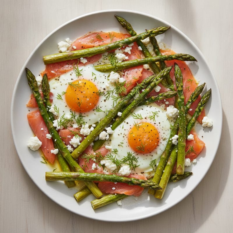 Baked Eggs with Roasted Asparagus