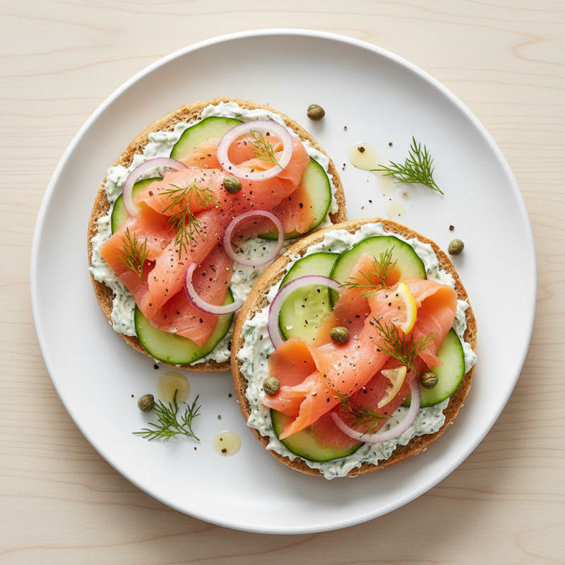 Smoky Salmon Cream Cheese Bagel