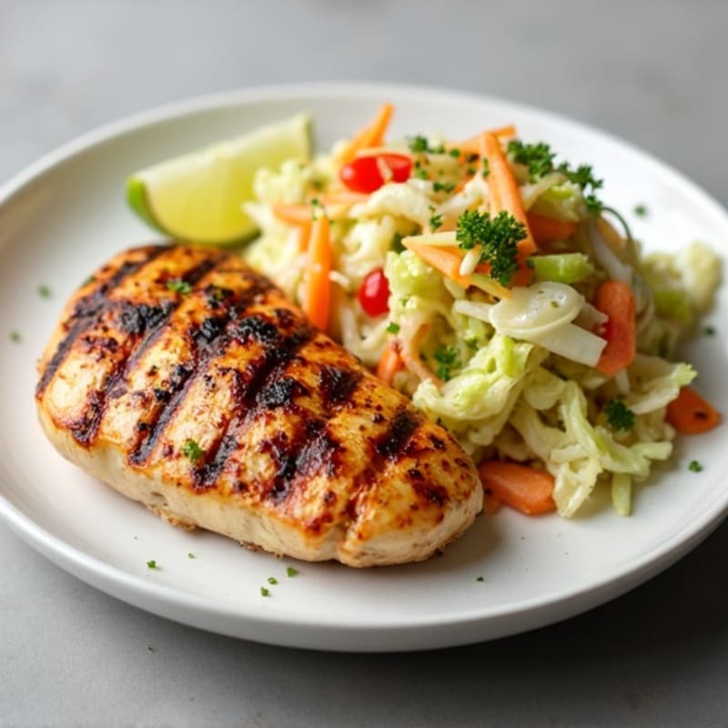 Grilled Chicken Breast with Crunchy Cabbage Slaw