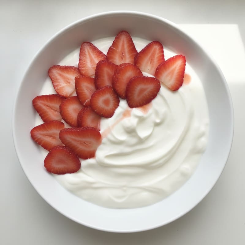 Creamy Greek Yogurt Protein Bowl with Sliced Strawberries