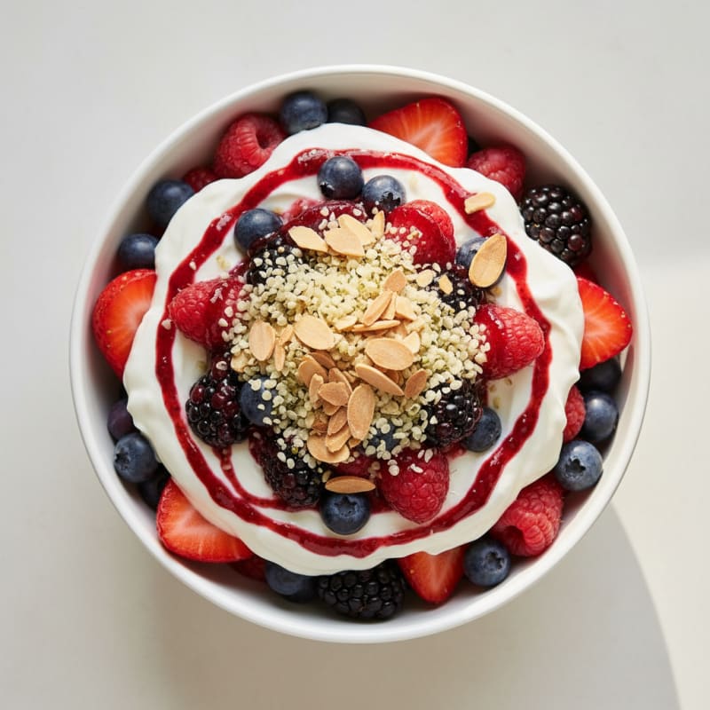 Vanilla Greek Yogurt Protein Parfait with Mixed Berries
