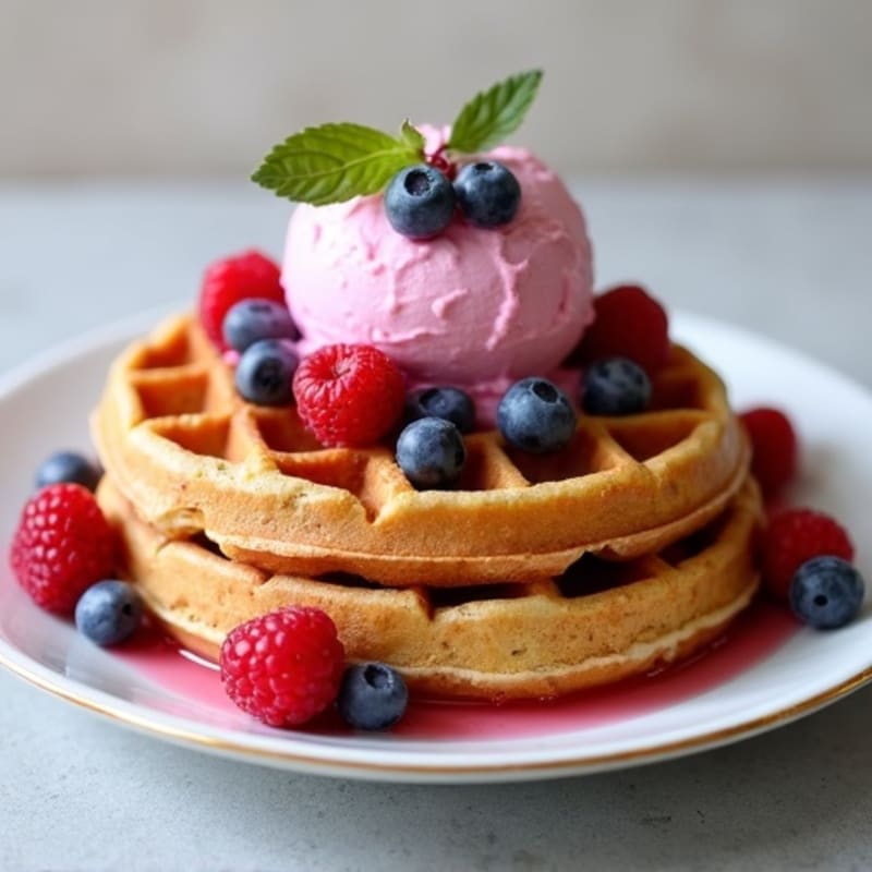 Crispy Protein Waffles with Creamy Berry Nice Cream
