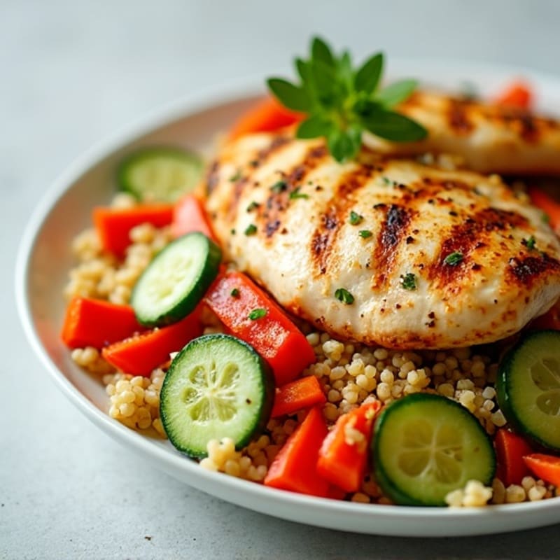 Grilled Chicken and Quinoa Salad with Crunchy Vegetables