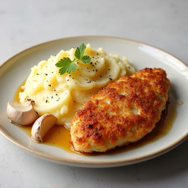 Crispy Chicken Breast with Garlic Mashed Potatoes