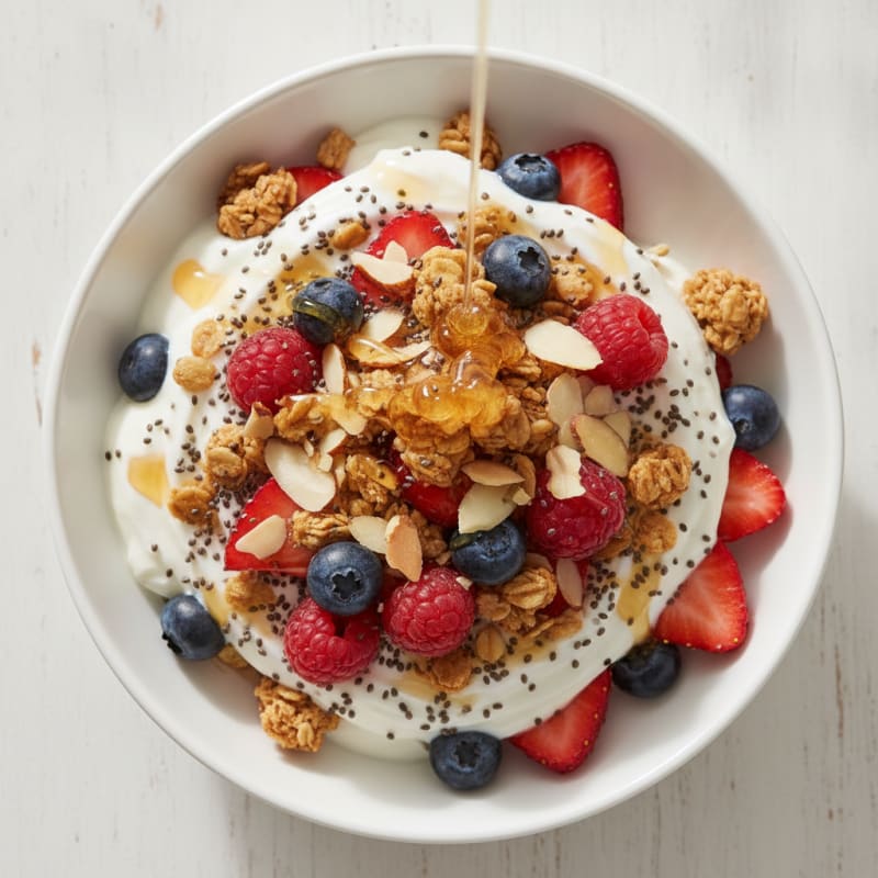 Creamy Greek Yogurt Parfait with Mixed Berries and Chia Seeds