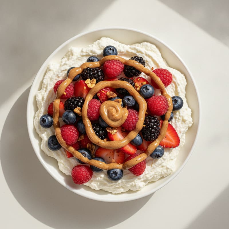 Greek Yogurt Protein Mousse with Mixed Berries