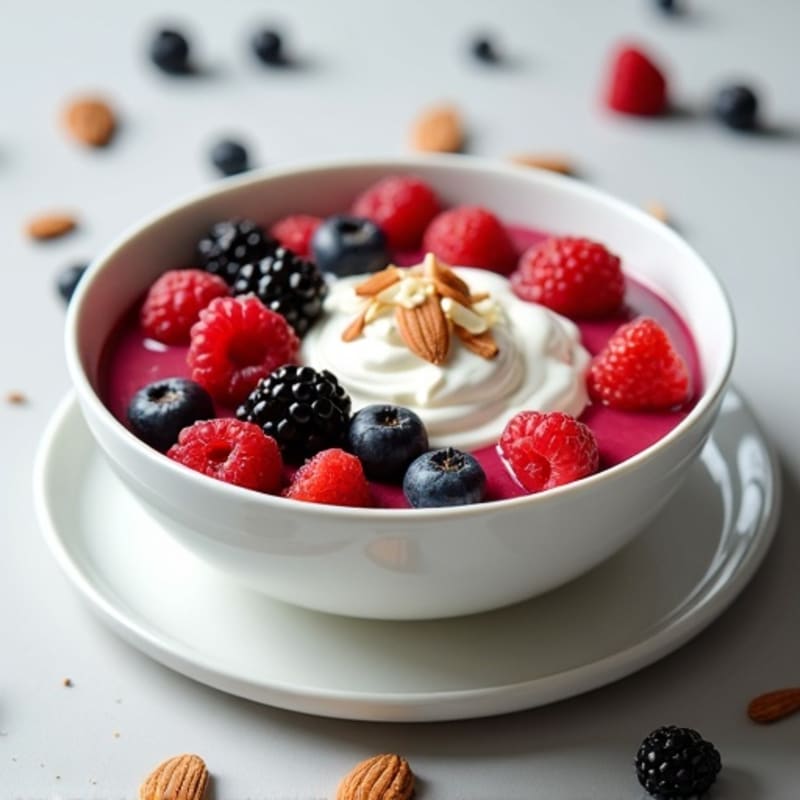 Greek Yogurt Protein Bowl with Mixed Berries and Almonds