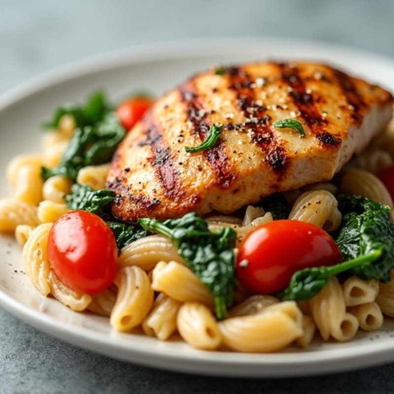 Spicy Herb-Seasoned Chicken with Creamy Whole Wheat Pasta