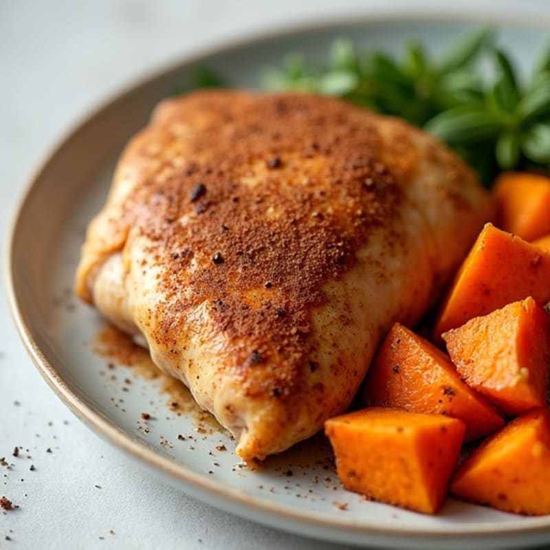Baked Cinnamon-Spiced Chicken and Roasted Sweet Potatoes