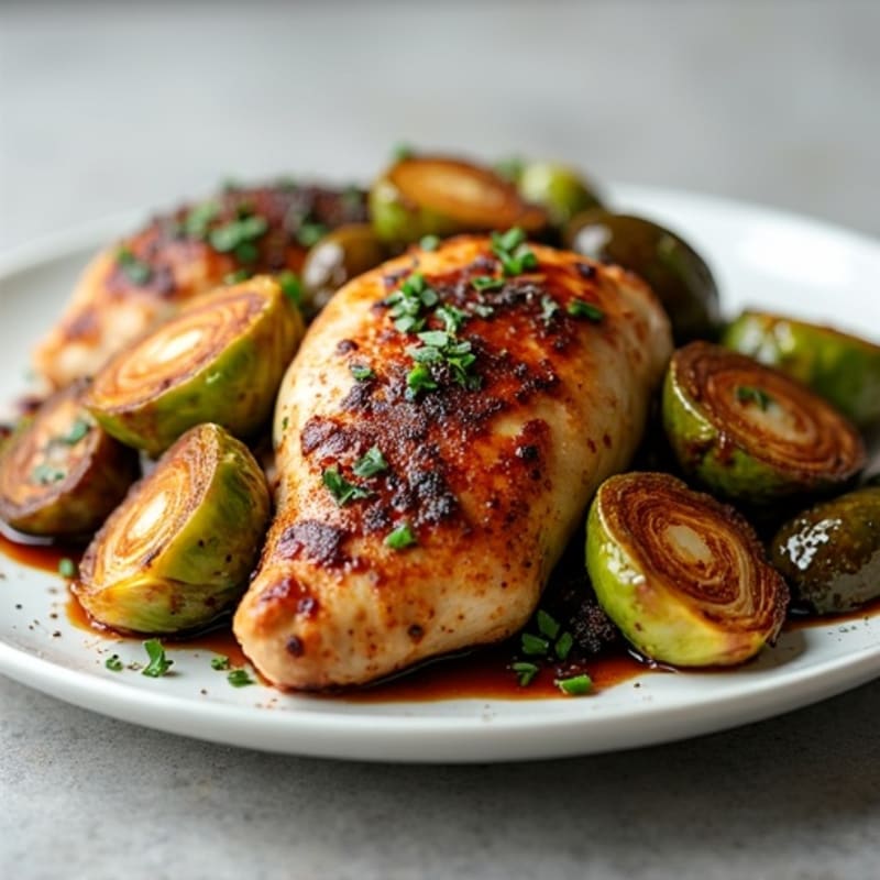 Roasted Chicken with Balsamic Glazed Brussels Sprouts