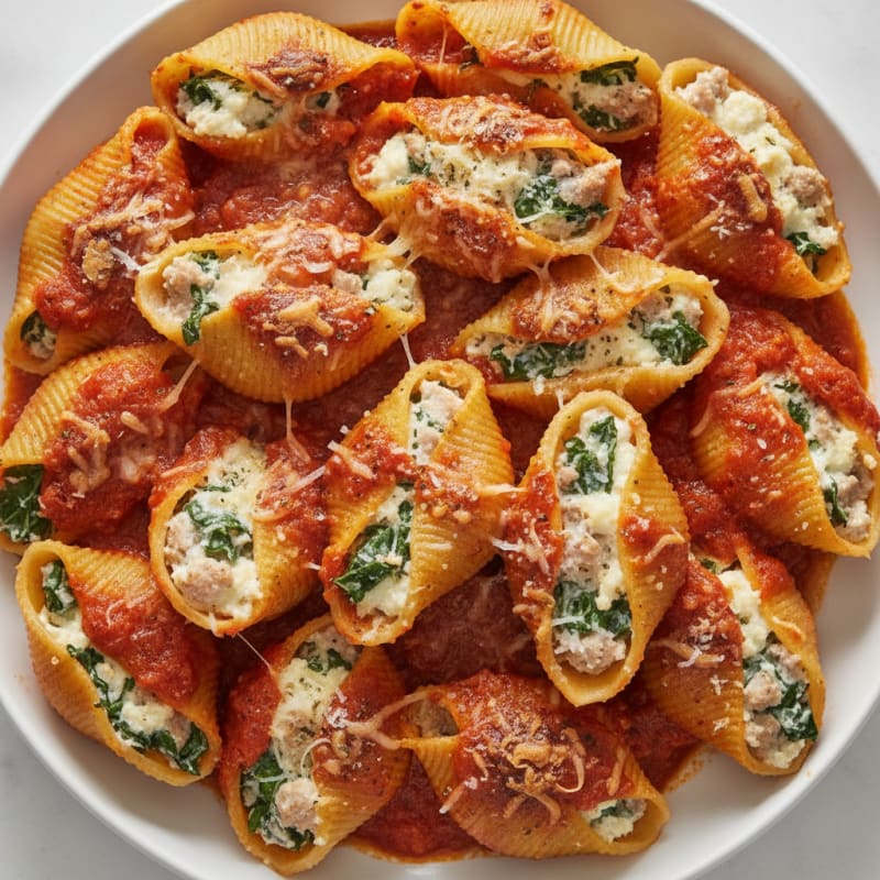 Spinach Ricotta Stuffed Shells with Marinara
