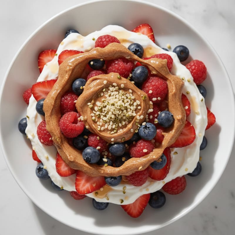 Greek Yogurt Parfait with Mixed Berries and Almond Butter