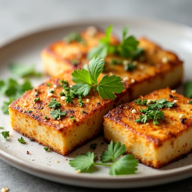 Garlic-Herb Pan Seared Tofu Steaks