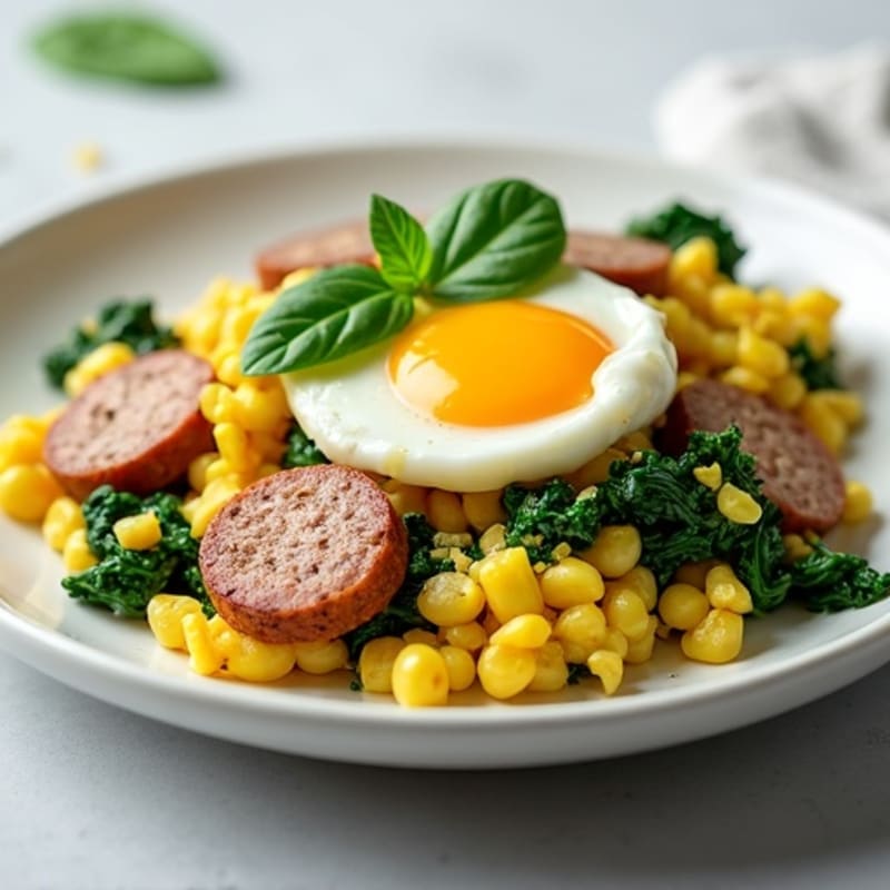 Egg White and Spinach Scramble with Turkey Sausage