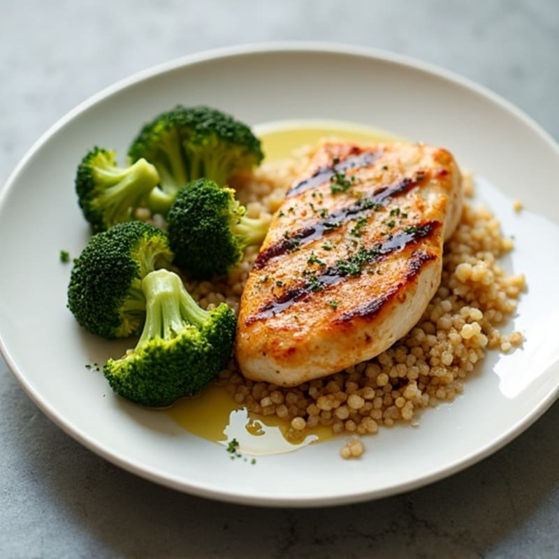 Grilled Chicken Breast with Roasted Broccoli and Quinoa