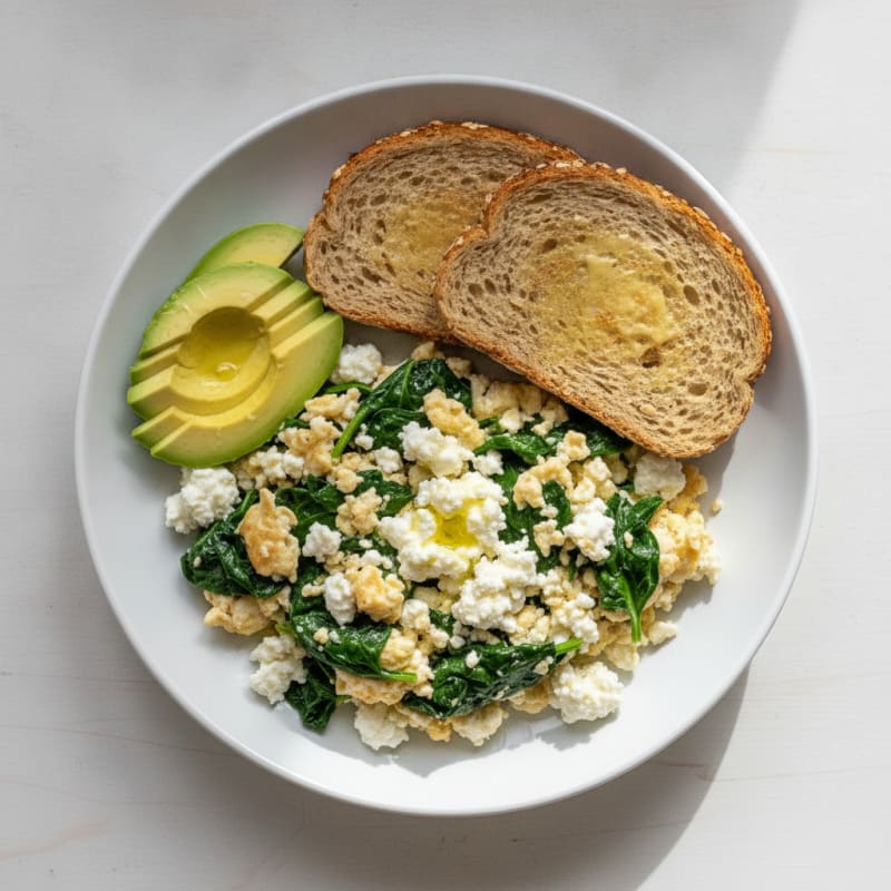 Egg White and Spinach Scramble with Cottage Cheese