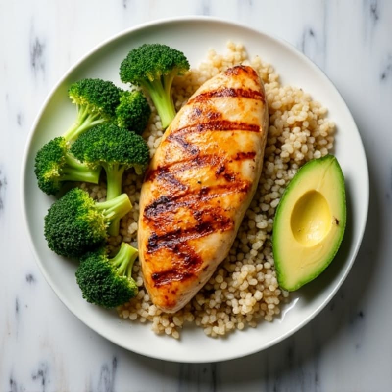 Grilled Chicken Breast with Roasted Broccoli and Quinoa