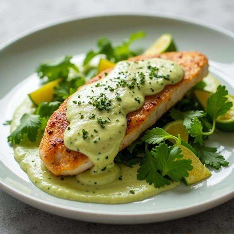 Pan-Seared Chicken with Creamy Avocado Dressing