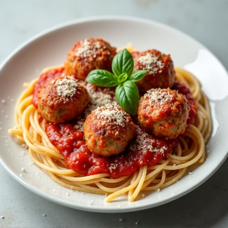 Lean Turkey Meatballs with Whole Wheat Spaghetti and Fresh Herb Marinara