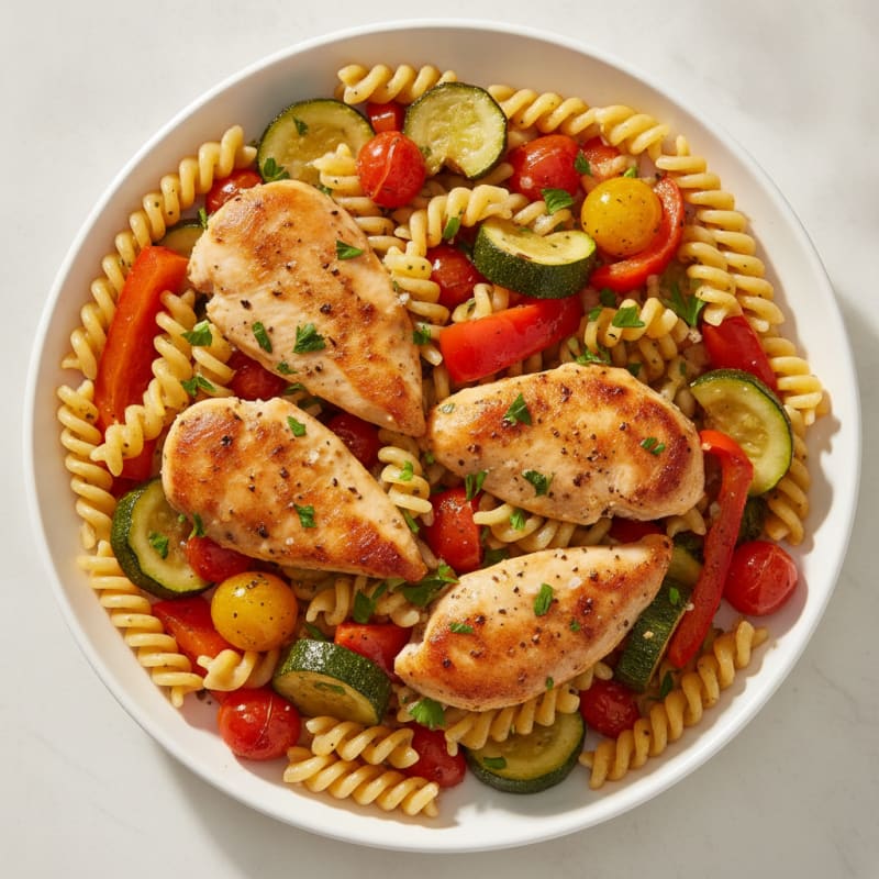 Garlic Herb Pasta with Roasted Vegetables