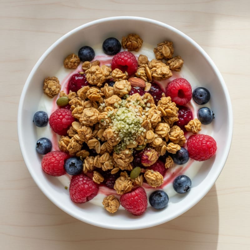 Creamy Greek Yogurt Parfait with Mixed Berries and Protein Granola