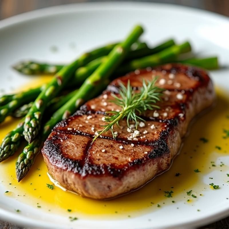 Pan-Seared Steak with Roasted Asparagus