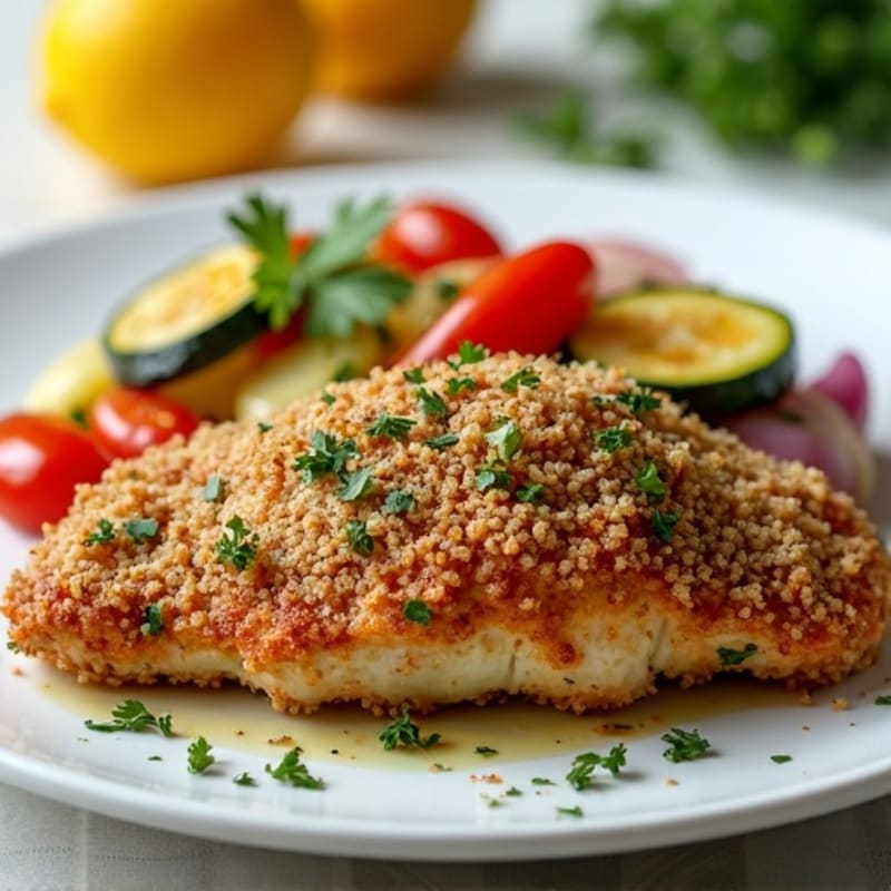Herb-Crusted Pan Seared Chicken with Roasted Vegetables