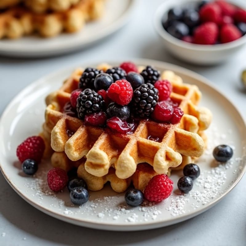 Protein-Packed Almond Flour Waffles with Berry Compote