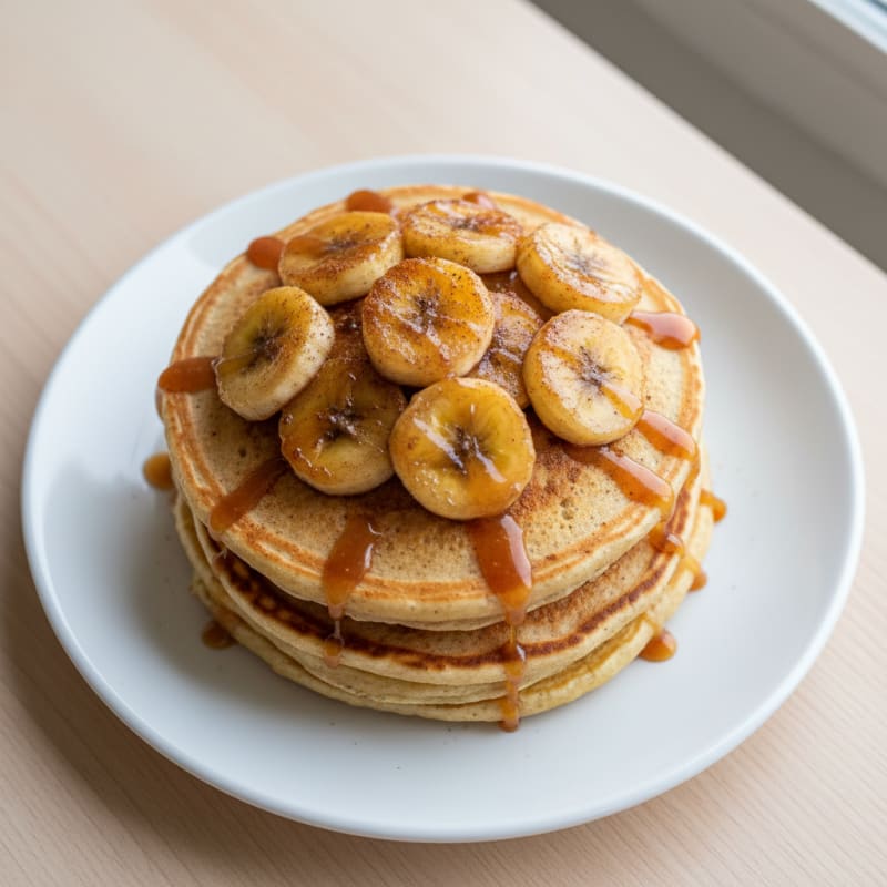 Golden Caramelized Banana Pancakes