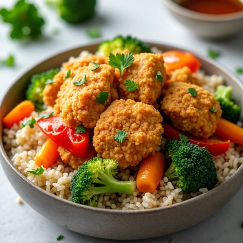 Crispy Chicken and Vegetable Brown Rice Stir-Fry