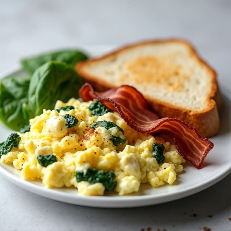 Egg White Scramble with Spinach and Turkey Bacon