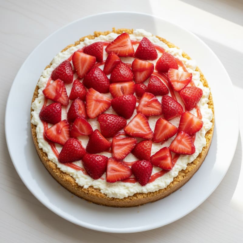 Silky Cottage Cheese Protein Cheesecake with Fresh Strawberries