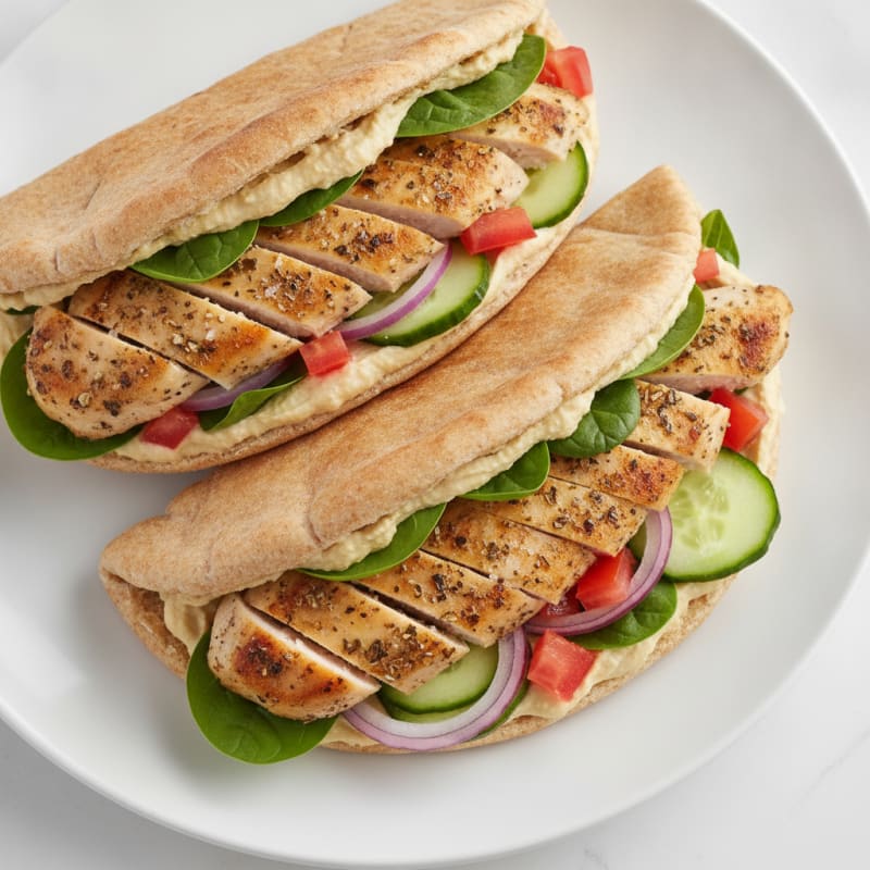 Chicken and Hummus Pita Sandwiches