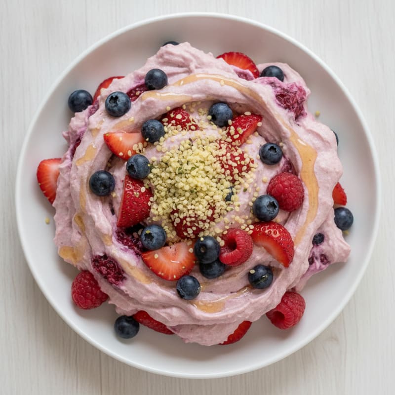 Greek Yogurt Protein Mousse with Mixed Berries