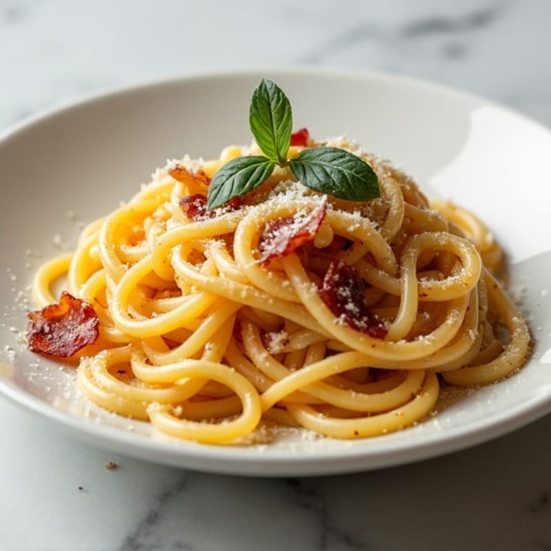 High Protein Creamy Carbonara with Crispy Prosciutto